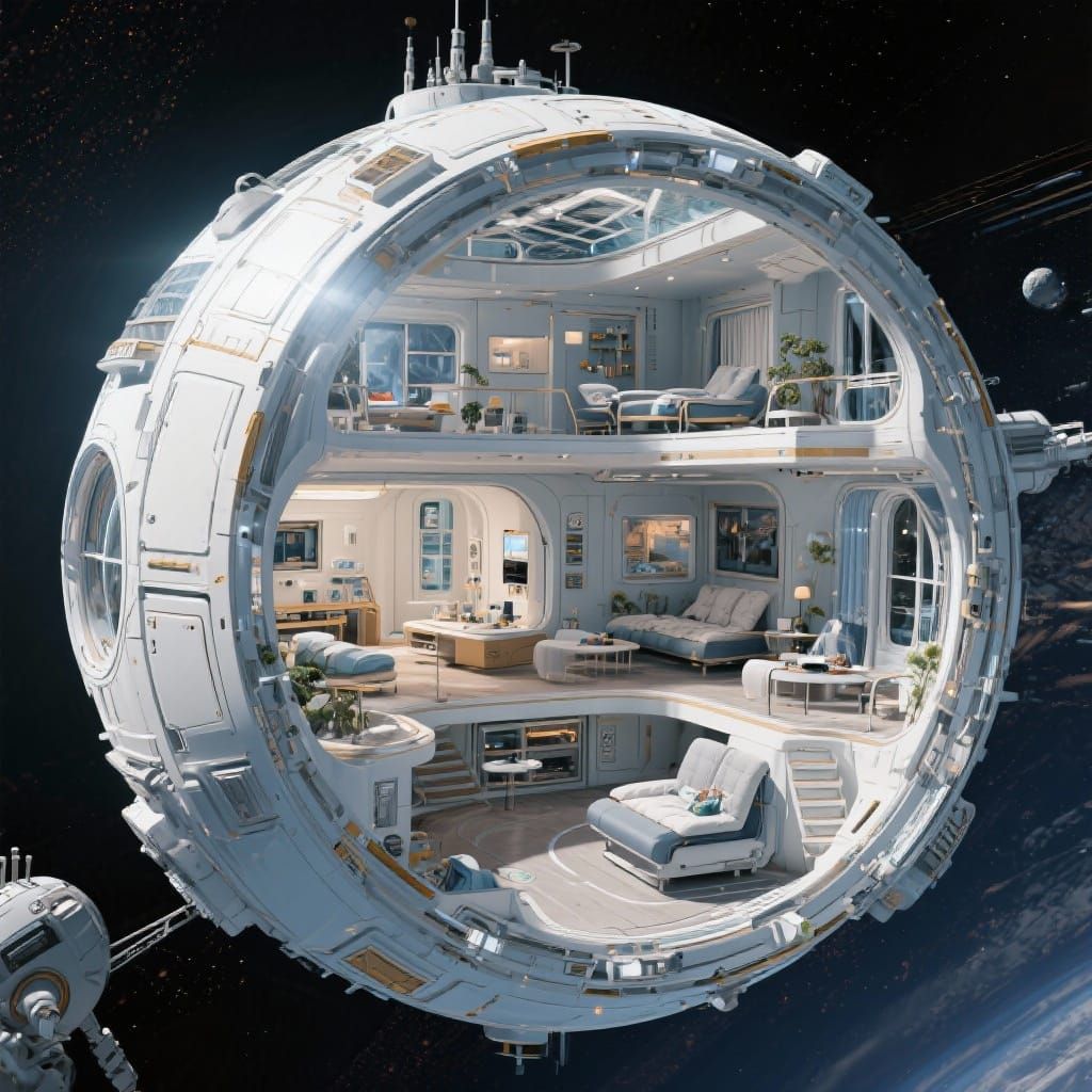 O'Neill Cylinder Space Habitat In Orbit
