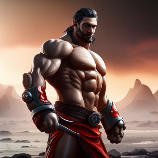 Detailed Matte Painting of a Muscle Hunk
