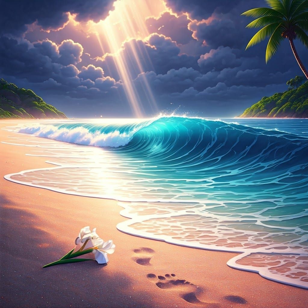 White Iris on Rainbow Beach, Anime Style