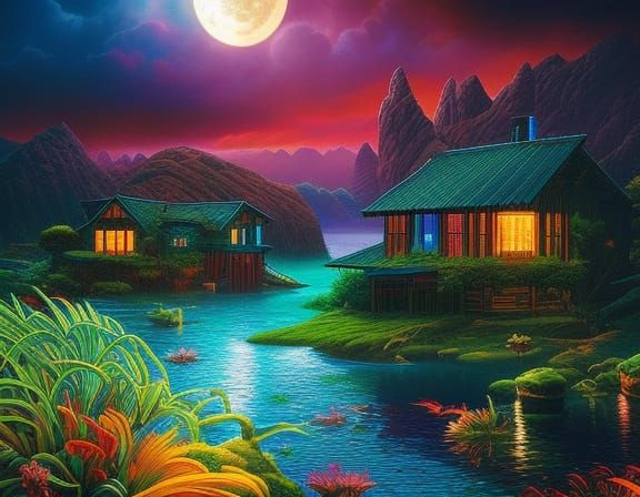 Vibrant Futuristic Worlds in Glowing Cell Animation Style