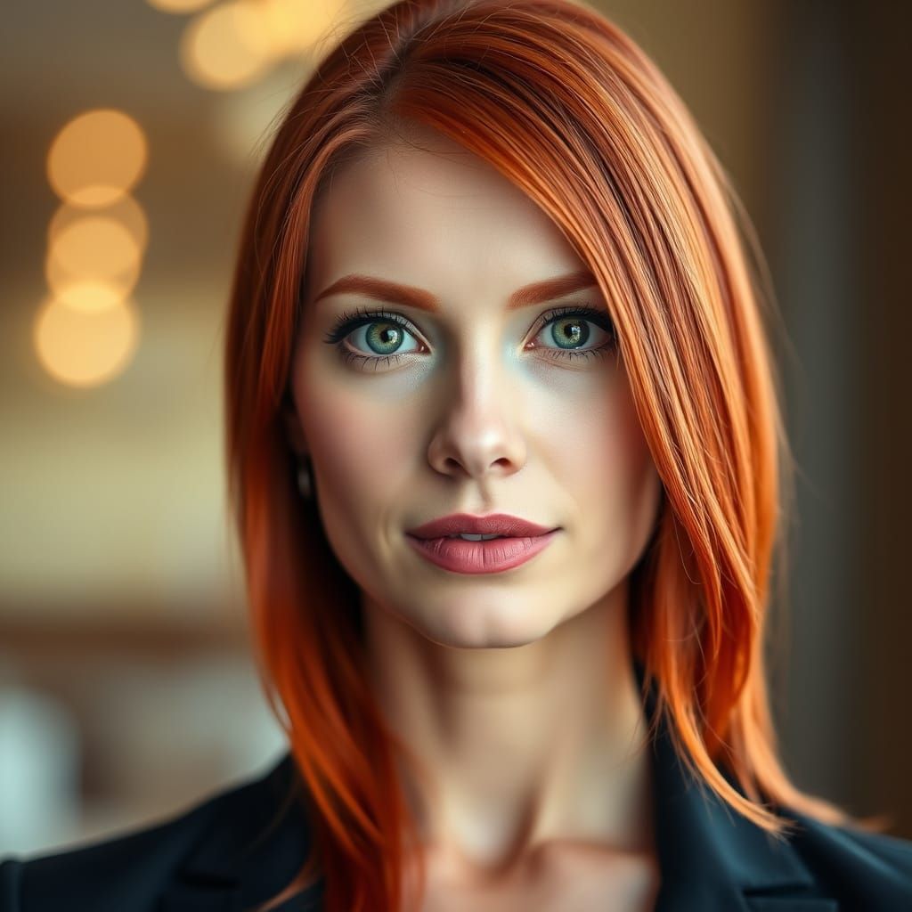 Sophisticated Portrait in Emerald and Red