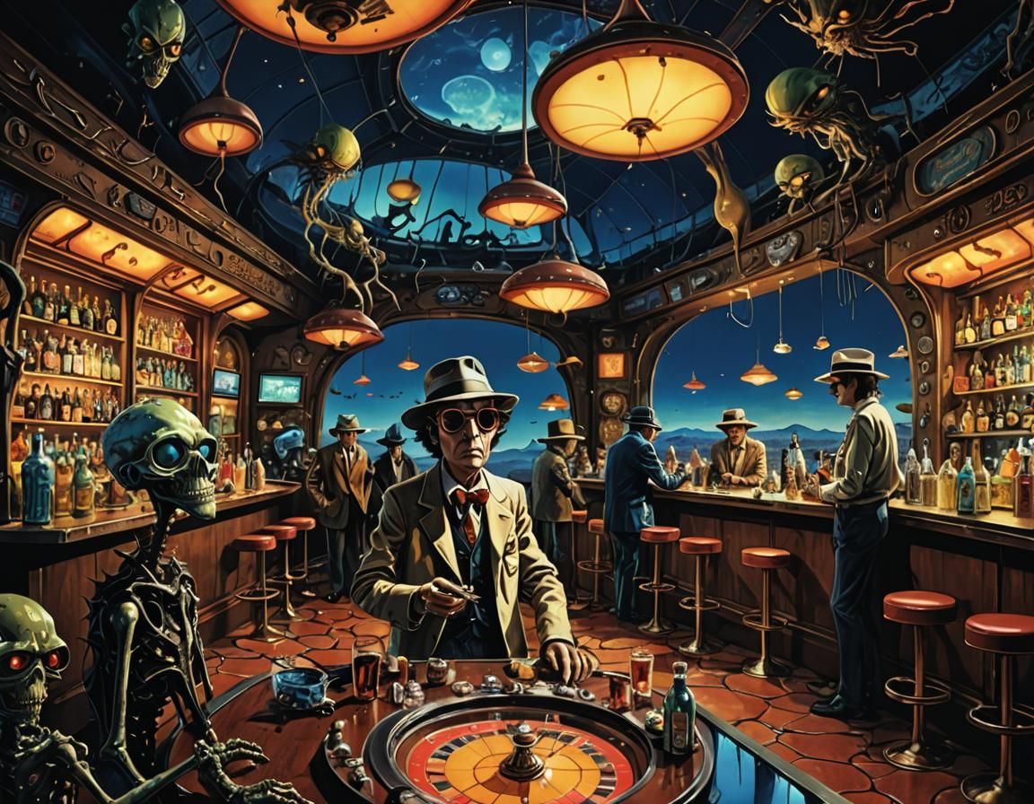 Monstrous Bar Scene in Surrealist Style