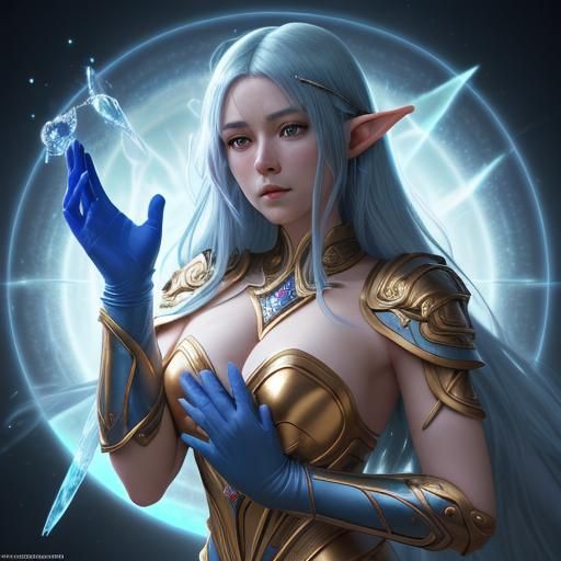 Elven Cleric Casts Rainbow Magic: Anime Style