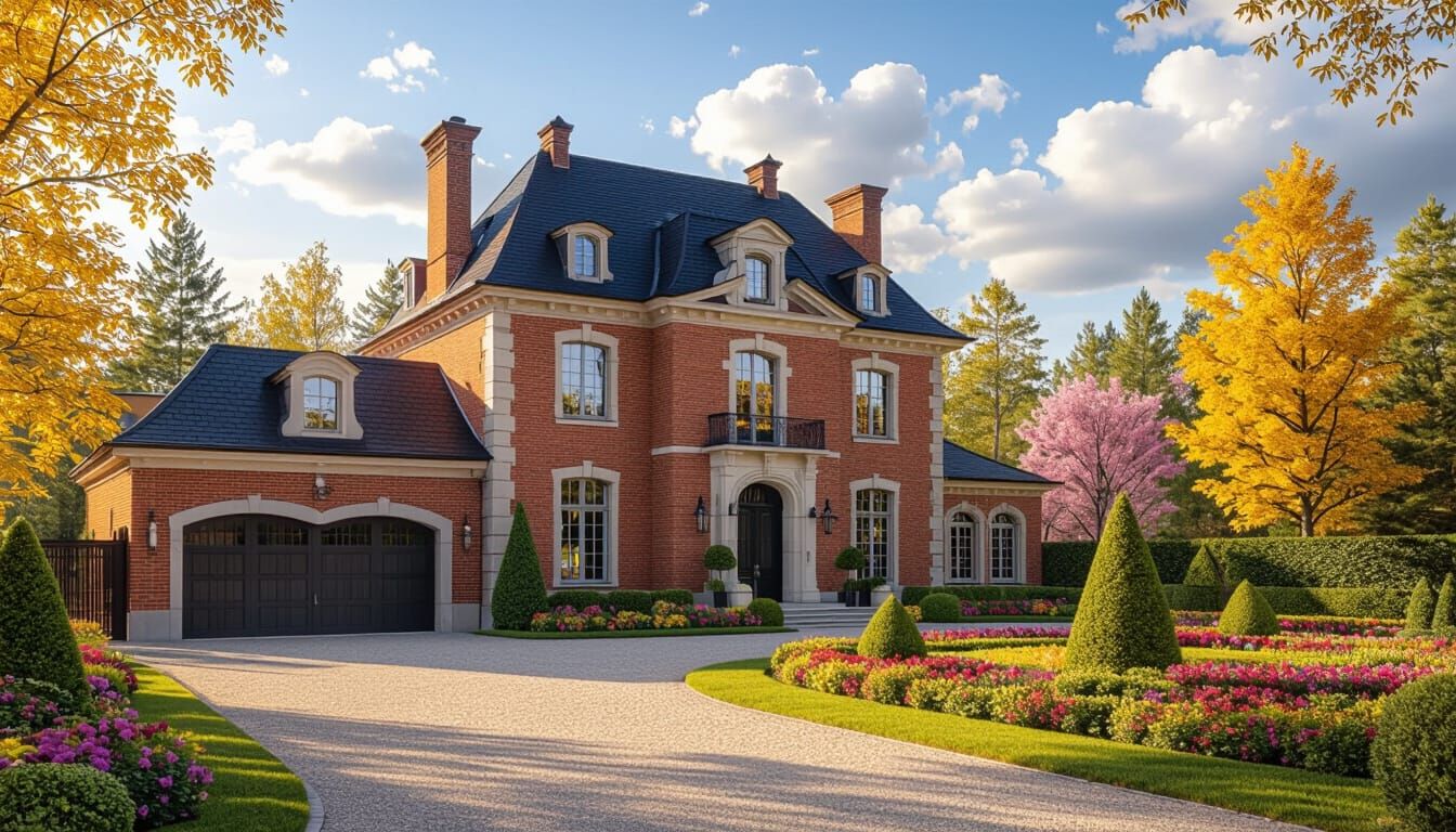 Grand Brick Chateau at Golden Hour