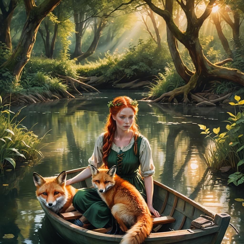 Delicate redhead girl on a boat trip