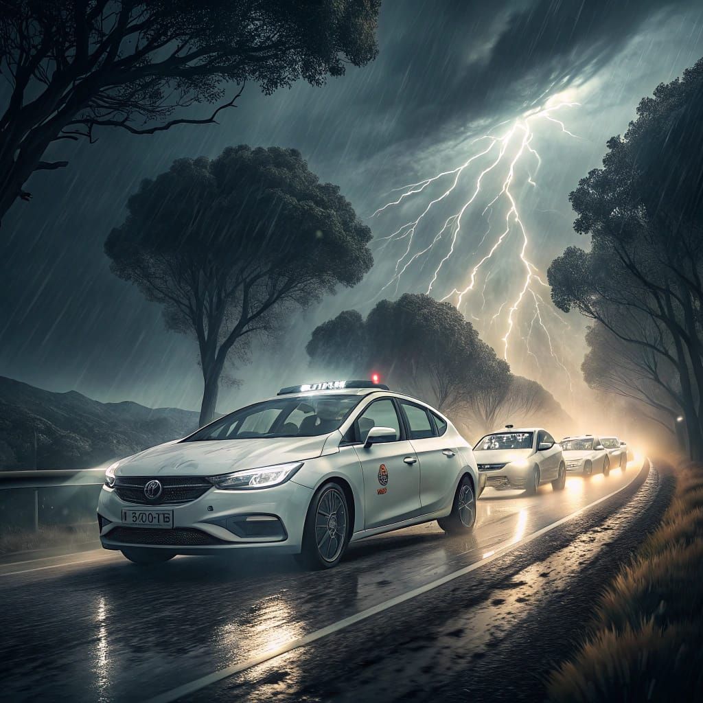 Stormy Highway Convergence in Cinematic Style