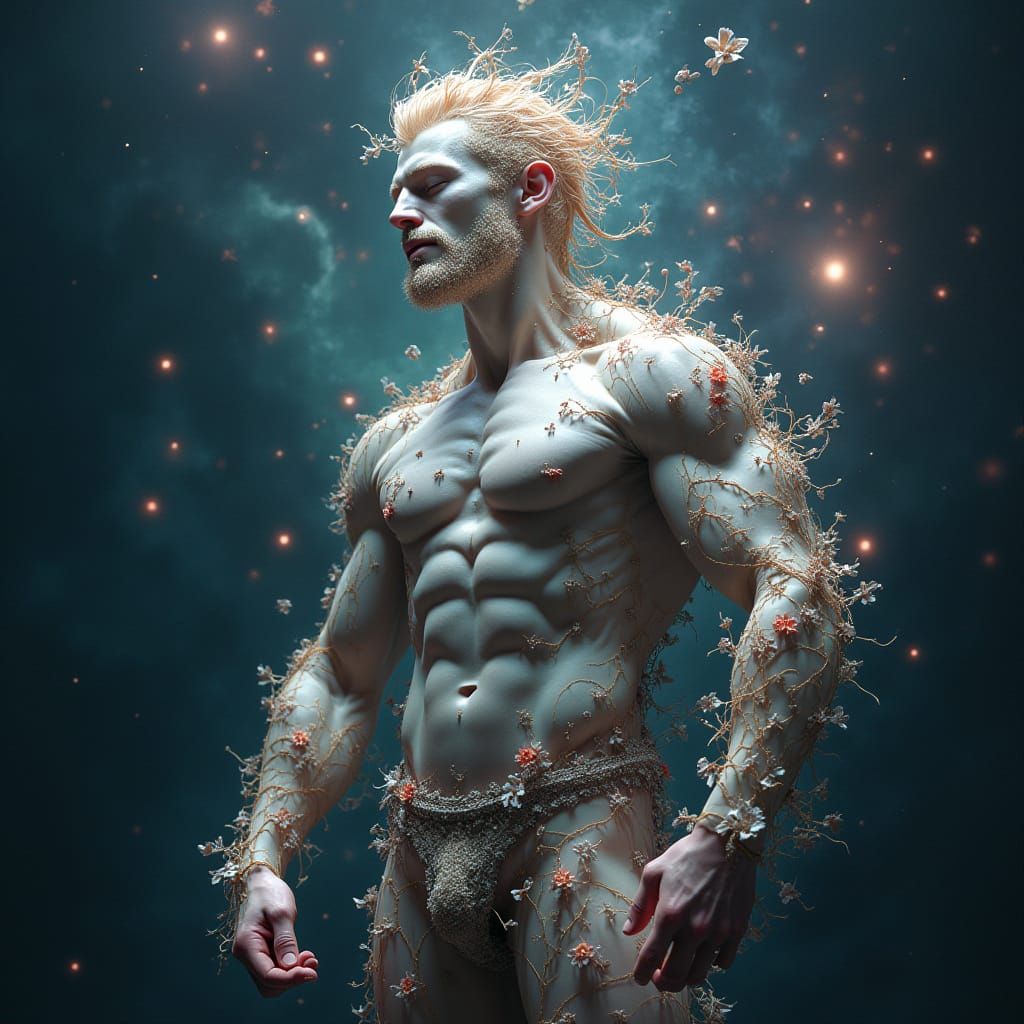 Hyperreal Pale Warrior in Celestial Vortex