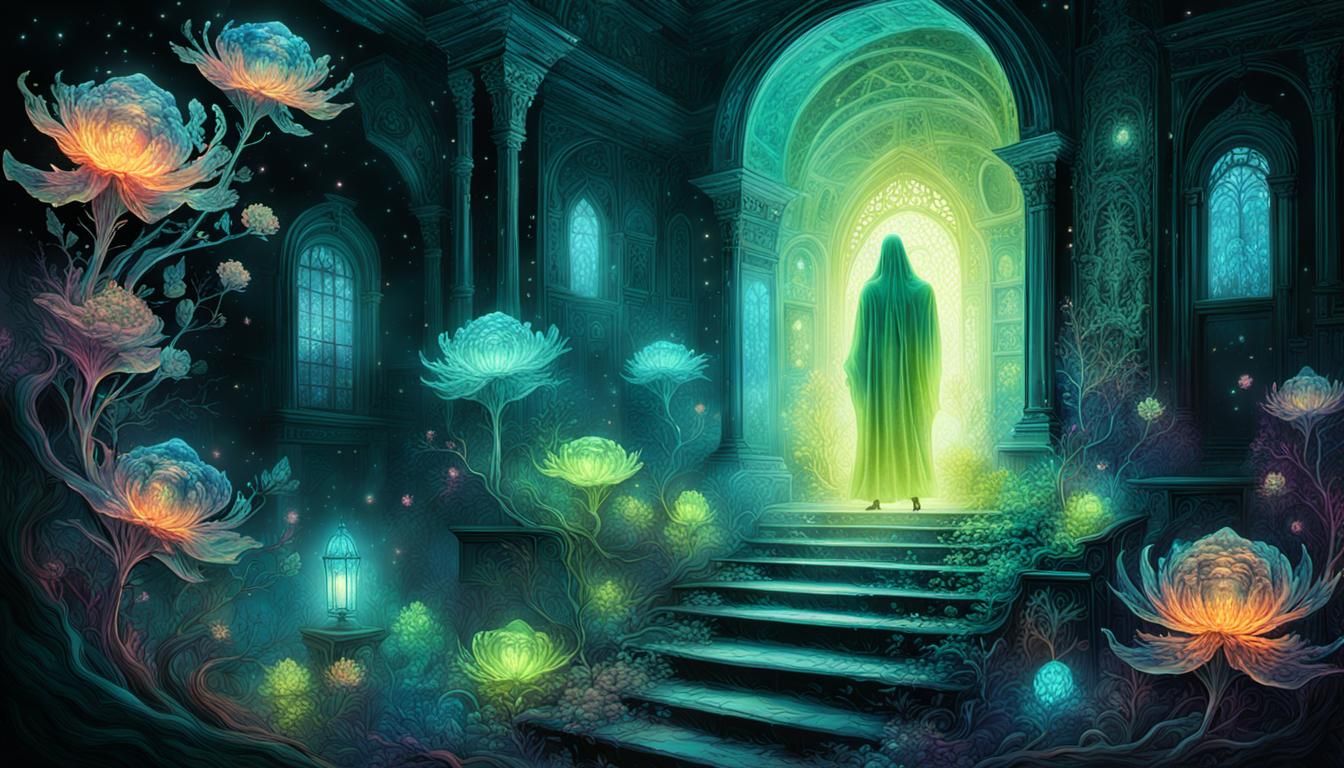 Fluorescent Ghost in Victorian Fractal Dreamscape