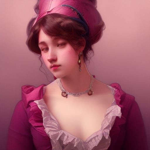 Pink Victorian Portrait in Art Nouveau Style
