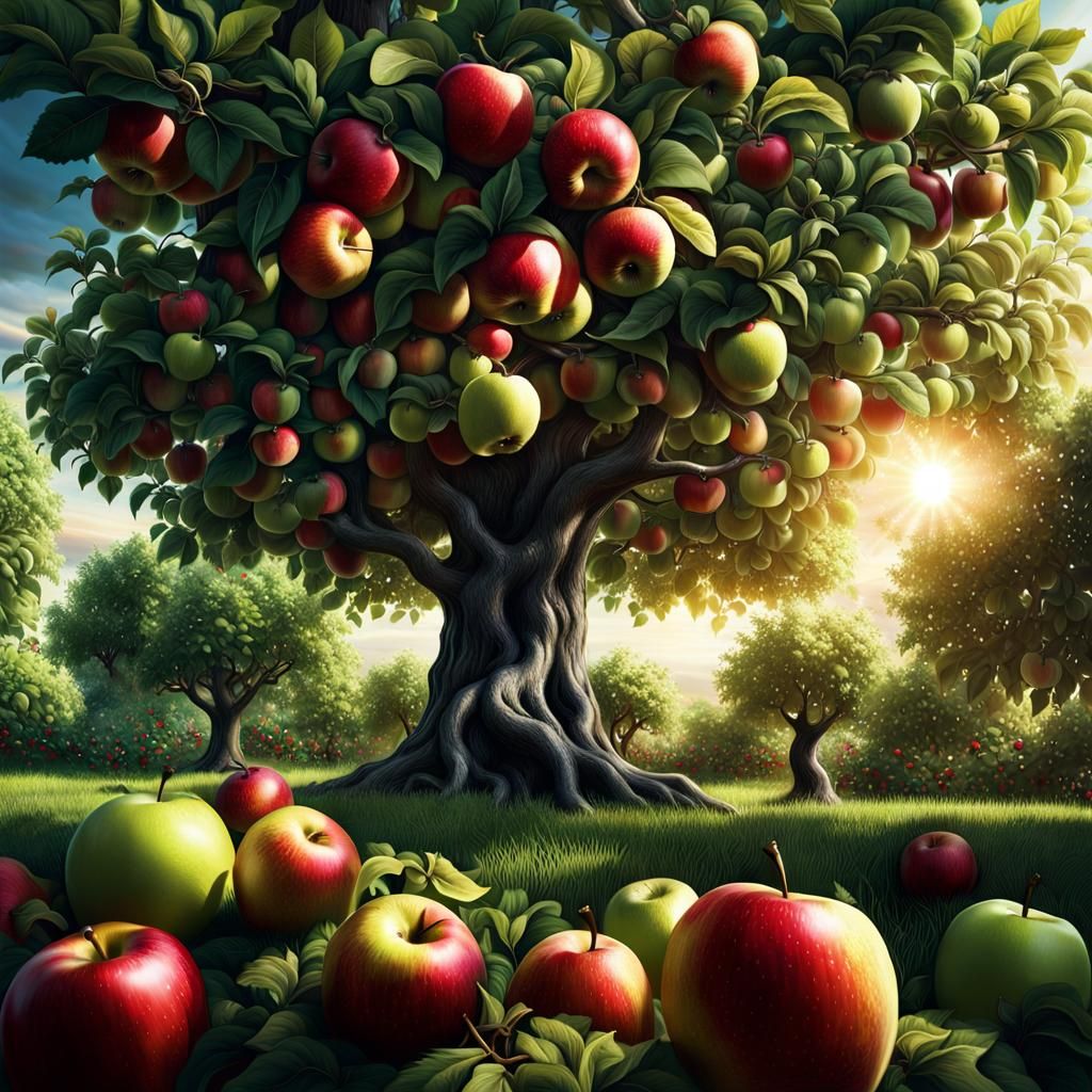 Eden Apple Tree with Faces in Hyperreal Detail