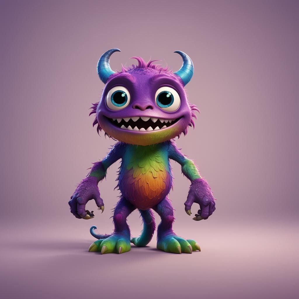 Adorable Little Monster in 3D Digital Art Style
