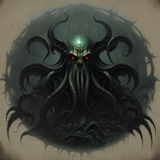 Cthulhu Horror in Engraving Style