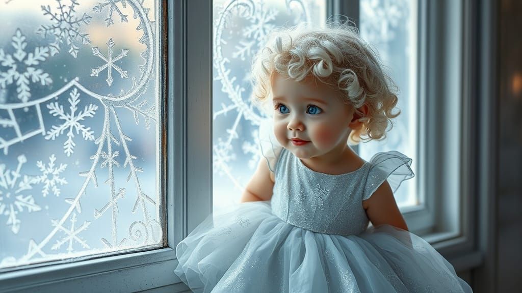 Charming Baby Girl in Shimmering White Dress