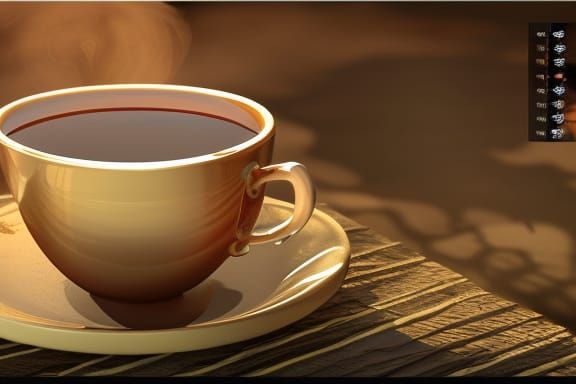 Hot Tea Cup: Detailed Photorealistic Comic Art