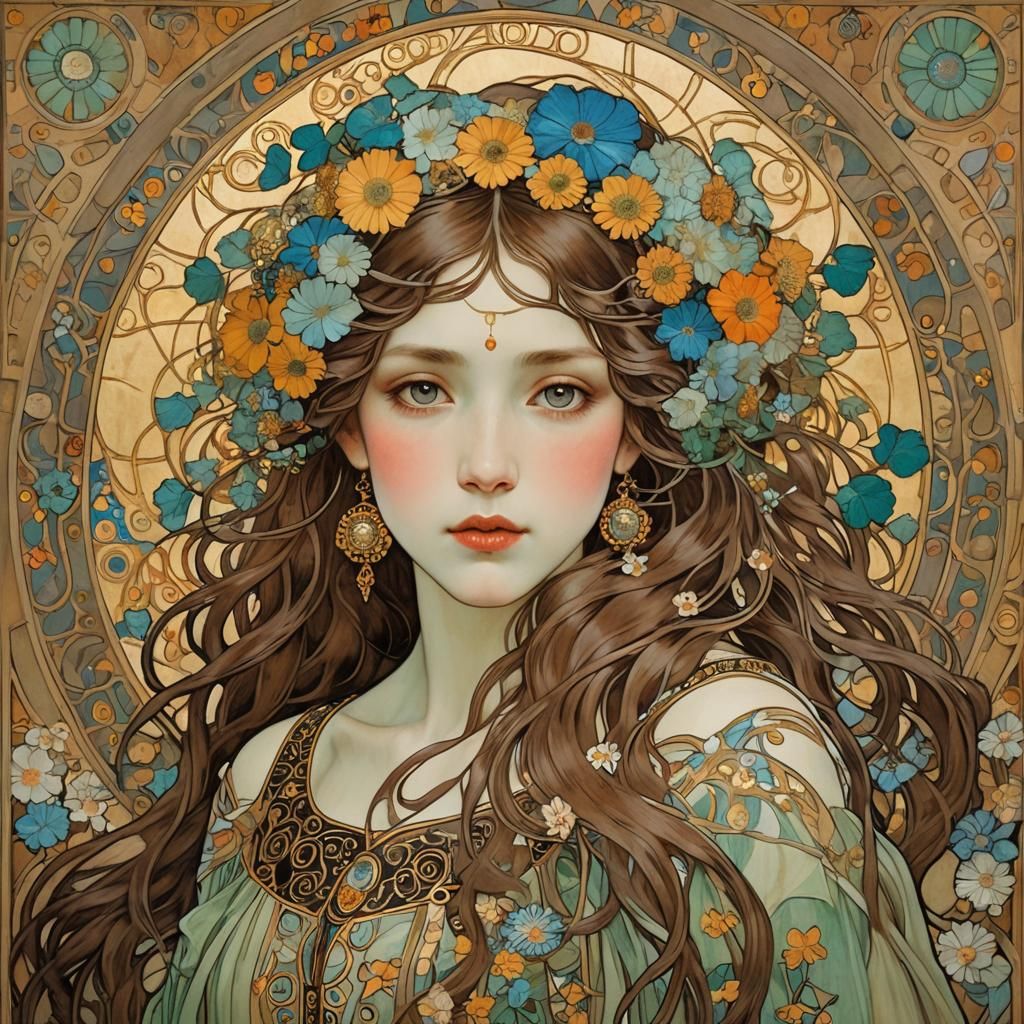 Art Nouveau Beauty in the Style of Klimt
