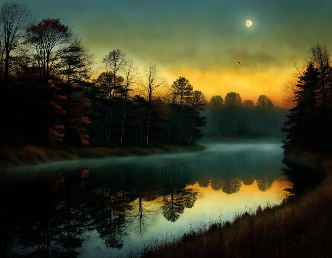 Autumn's Nighttime Awakening in Vibrant Colors