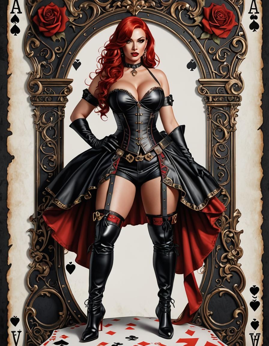 Ace of Clubs Card with Pinup Girl