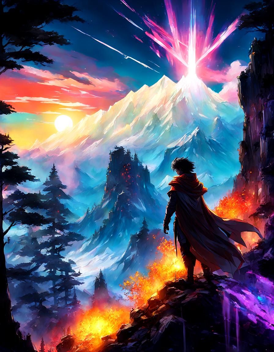 Heroic Anime Character Protects Forest in 80s Style