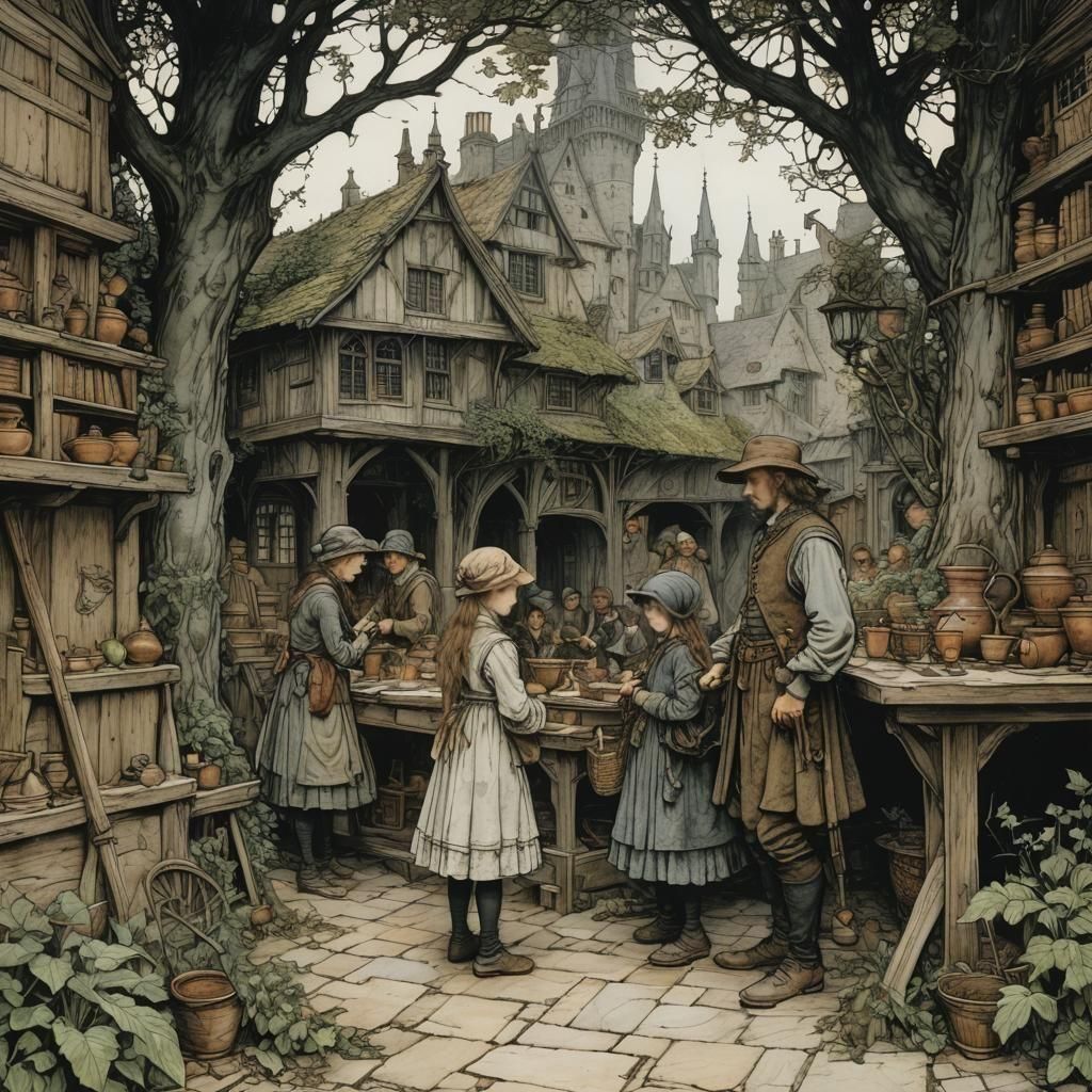 Detailed Scene Inspired by Classic Illustrators