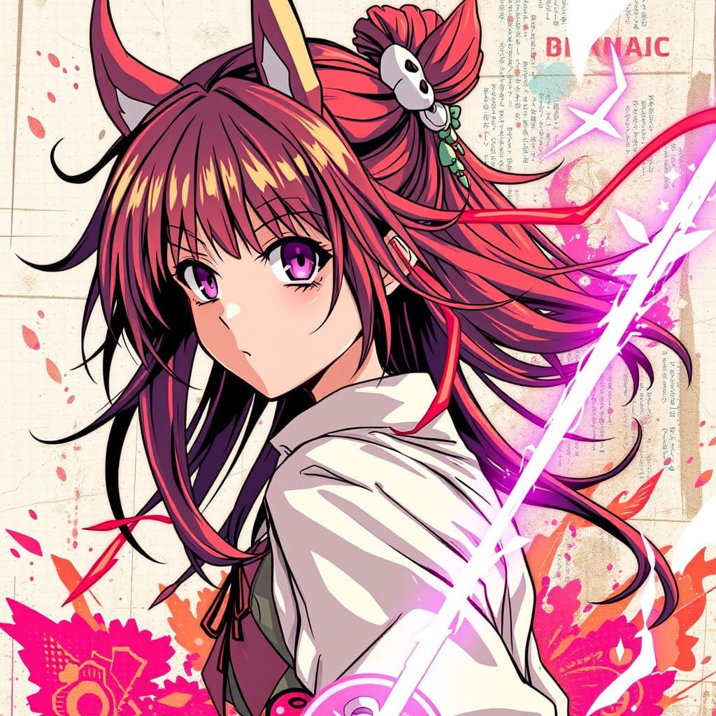 Vibrant Anime Key Visual with Captivating Female Protagonist