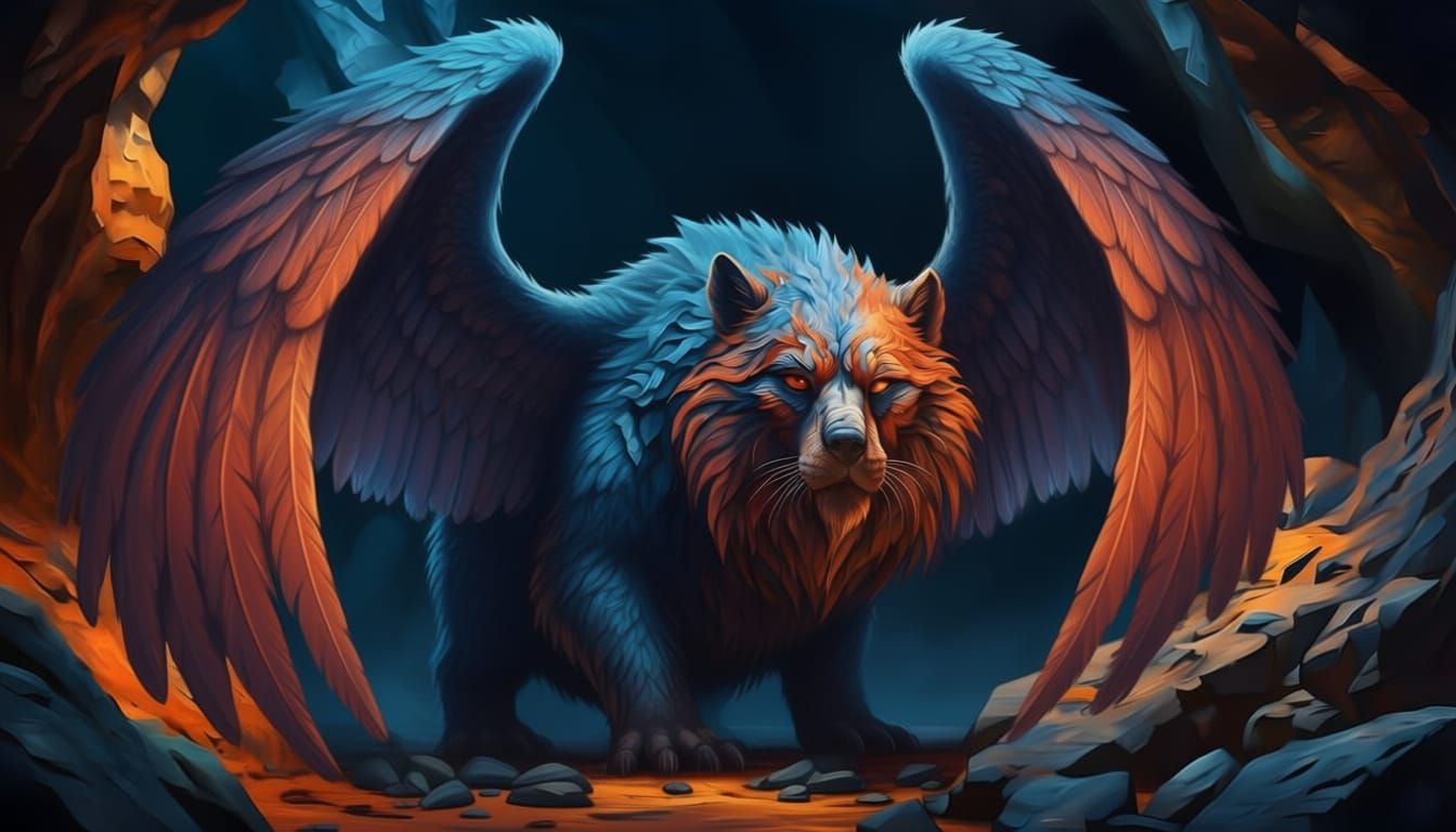 Majestic Winged Creature Soaring Through Sky