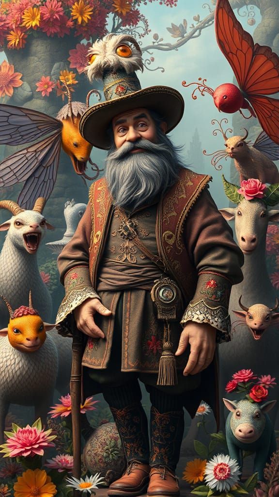 Whimsical Ploughman and Politician in Fantasy Art Style