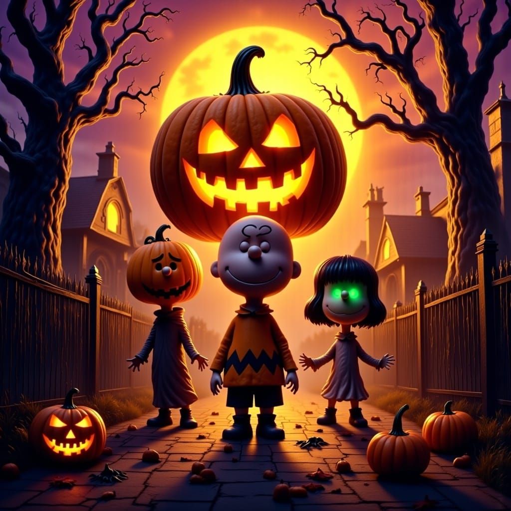 Peanuts Gang Halloween in 3D Unreal Engine Render