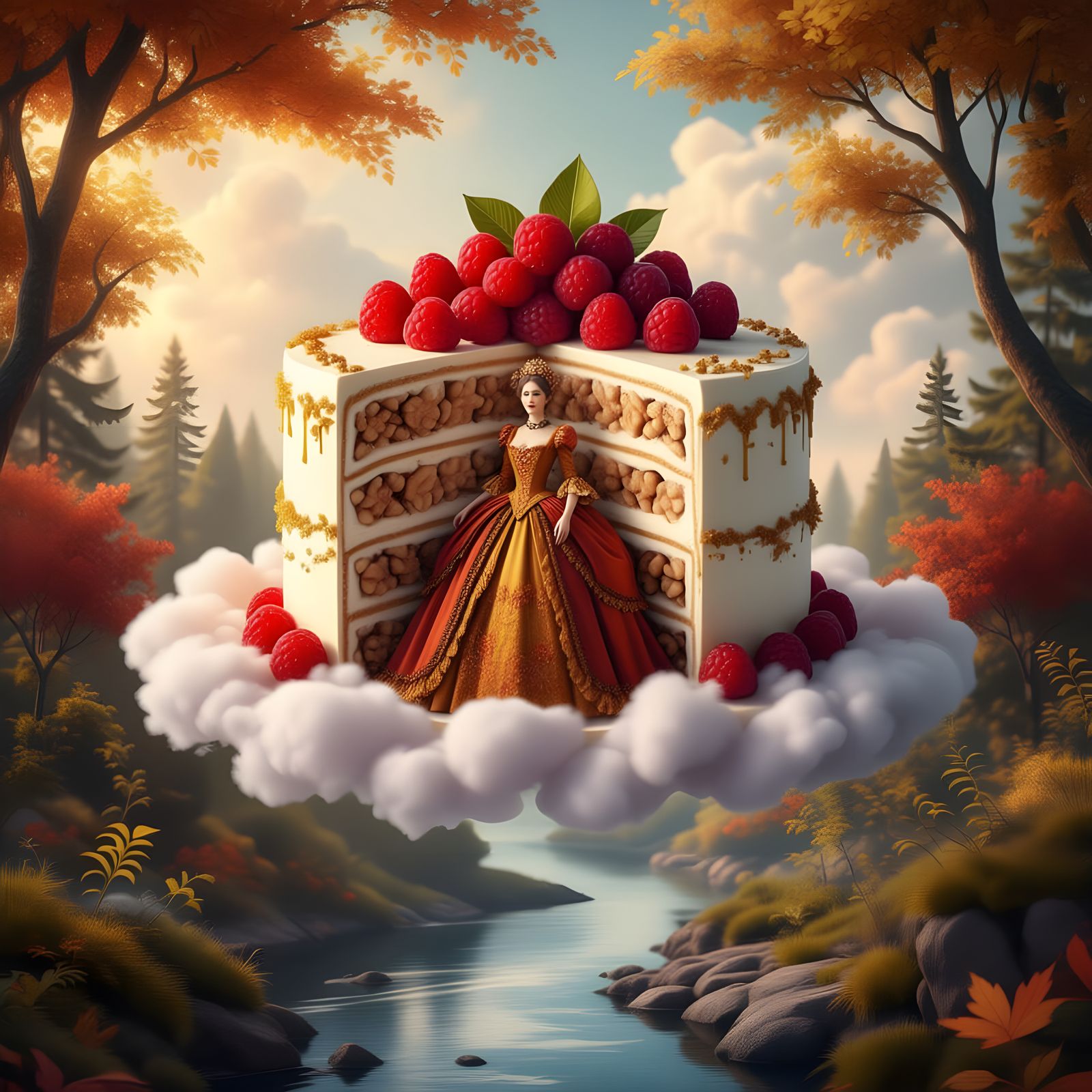 Fashionista Inside Autumn Cake in Dreamy 18th Century Cloud