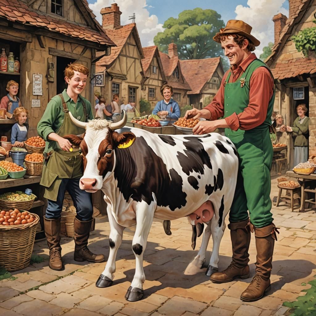 Jack selling a milking cow for 3 measley beans