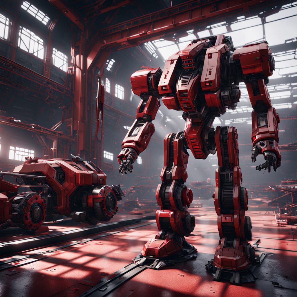 Futuristic Sci-Fi Barn with Intricate Mech Details