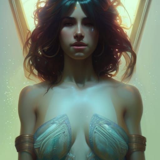 Goddess Portrait in Hyperdetailed Art Nouveau Style