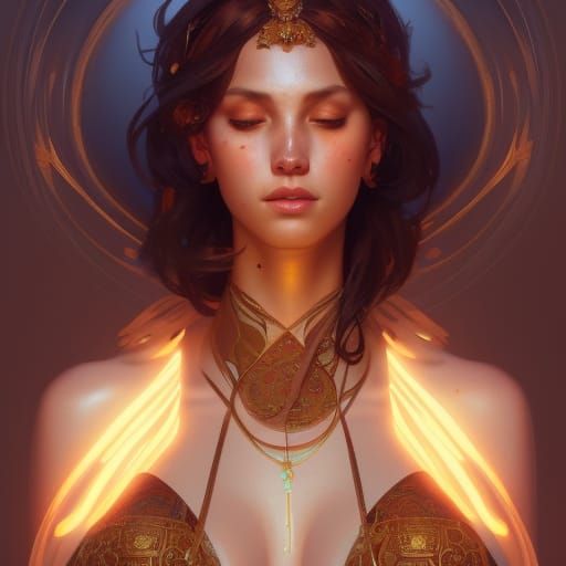 Goddess Portrait in Art Nouveau Style