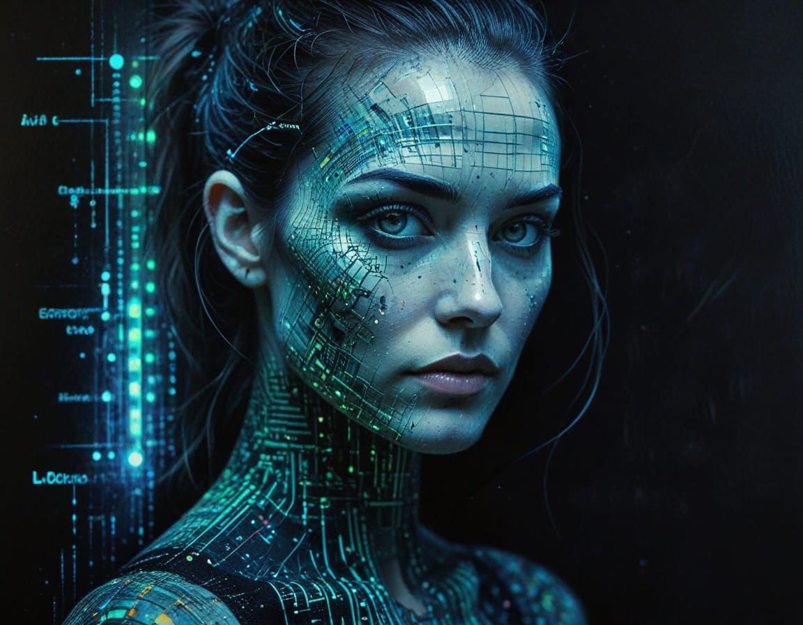 Cyberpunk Programmer in a Neon-Lit Matrix of Complex Equatio...
