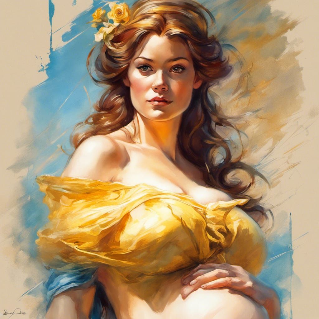 Pregnant Princess Portrait in Renaissance Style