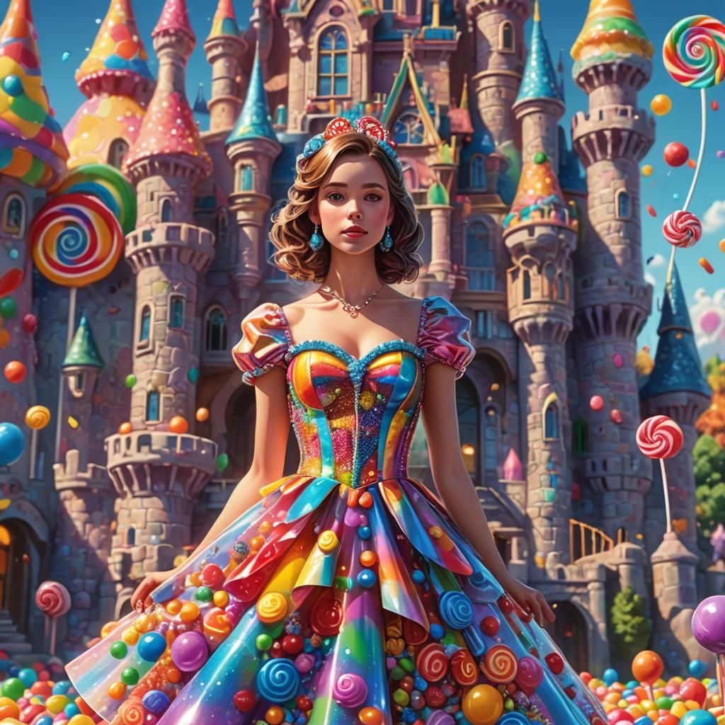 Belle in Candyland: A Cel-Shaded Digital Illustration