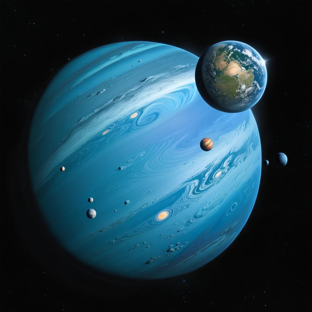 Paradise Planets Orbiting Gas Giant in Space