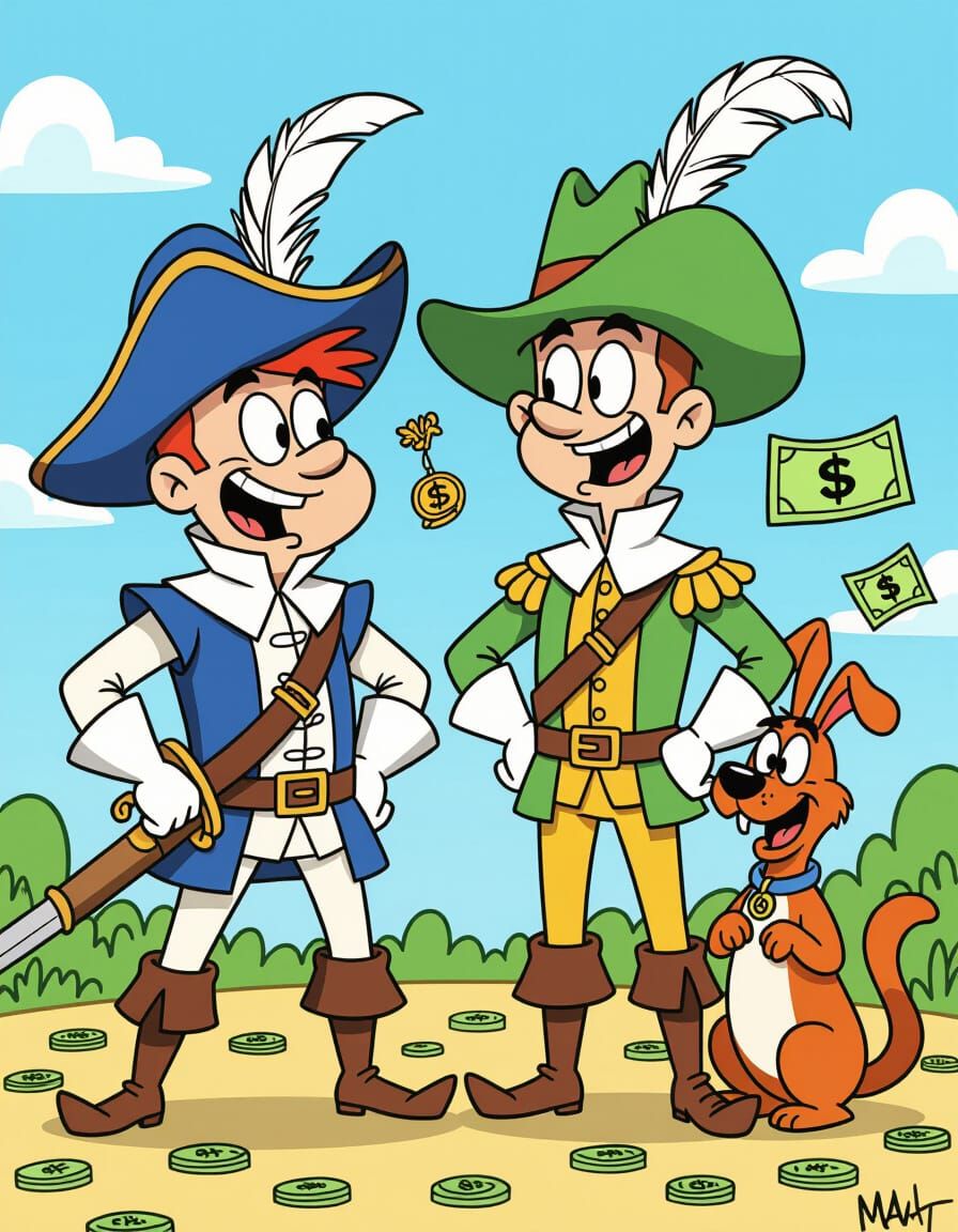 Ed, Edd n Eddy Style Cartoon Musketeers in Paris