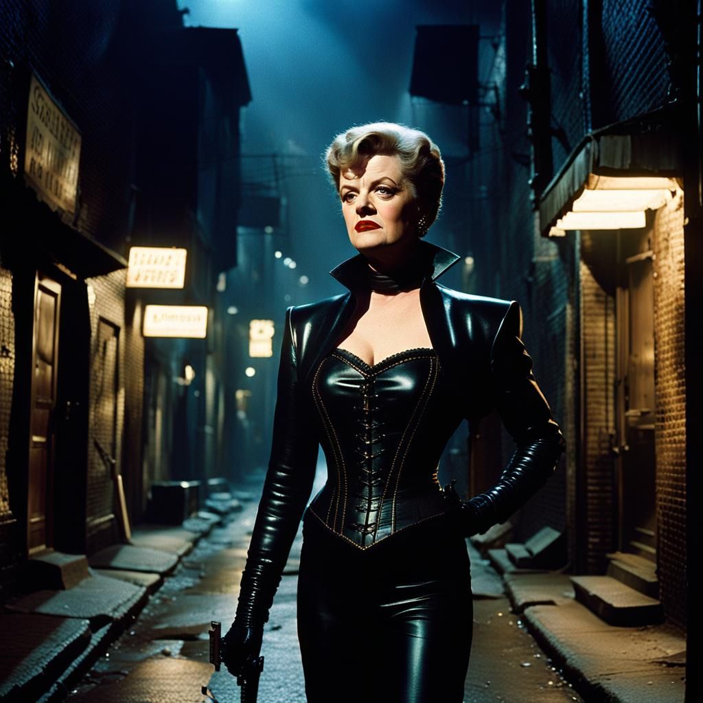 Femme Fatale in Alleyway: A Cinematic Film Still