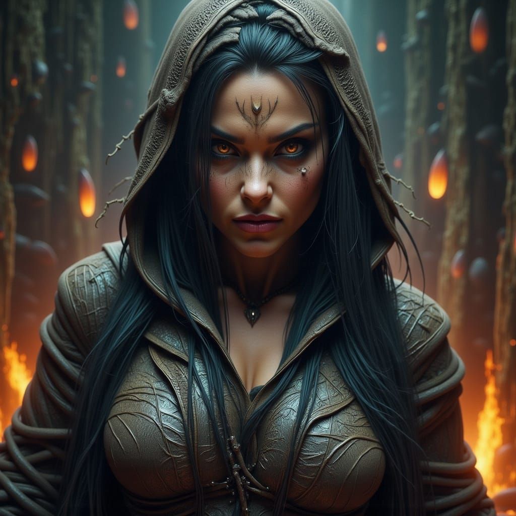 Hyperrealistic Woman in Sinister Comic Book Style