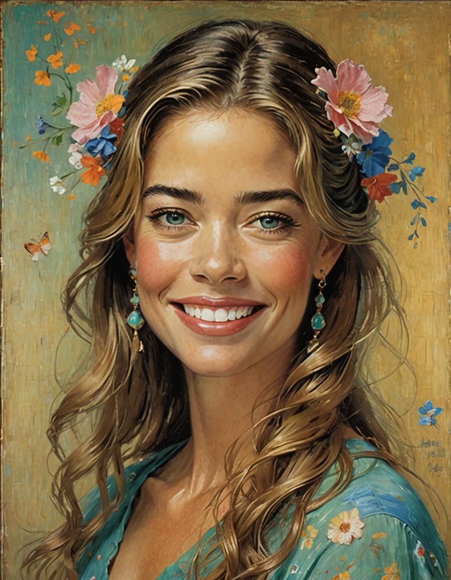 Smiling Woman in Pastel Portrait, Romanticism Style
