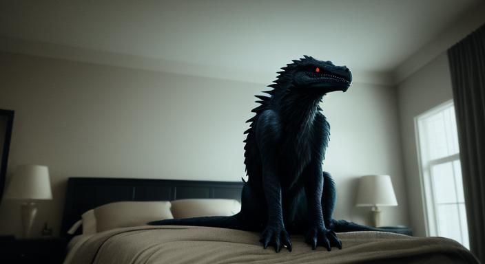 Ethereal Nightmare Creature Reigns Supreme in Darkened Bedro...