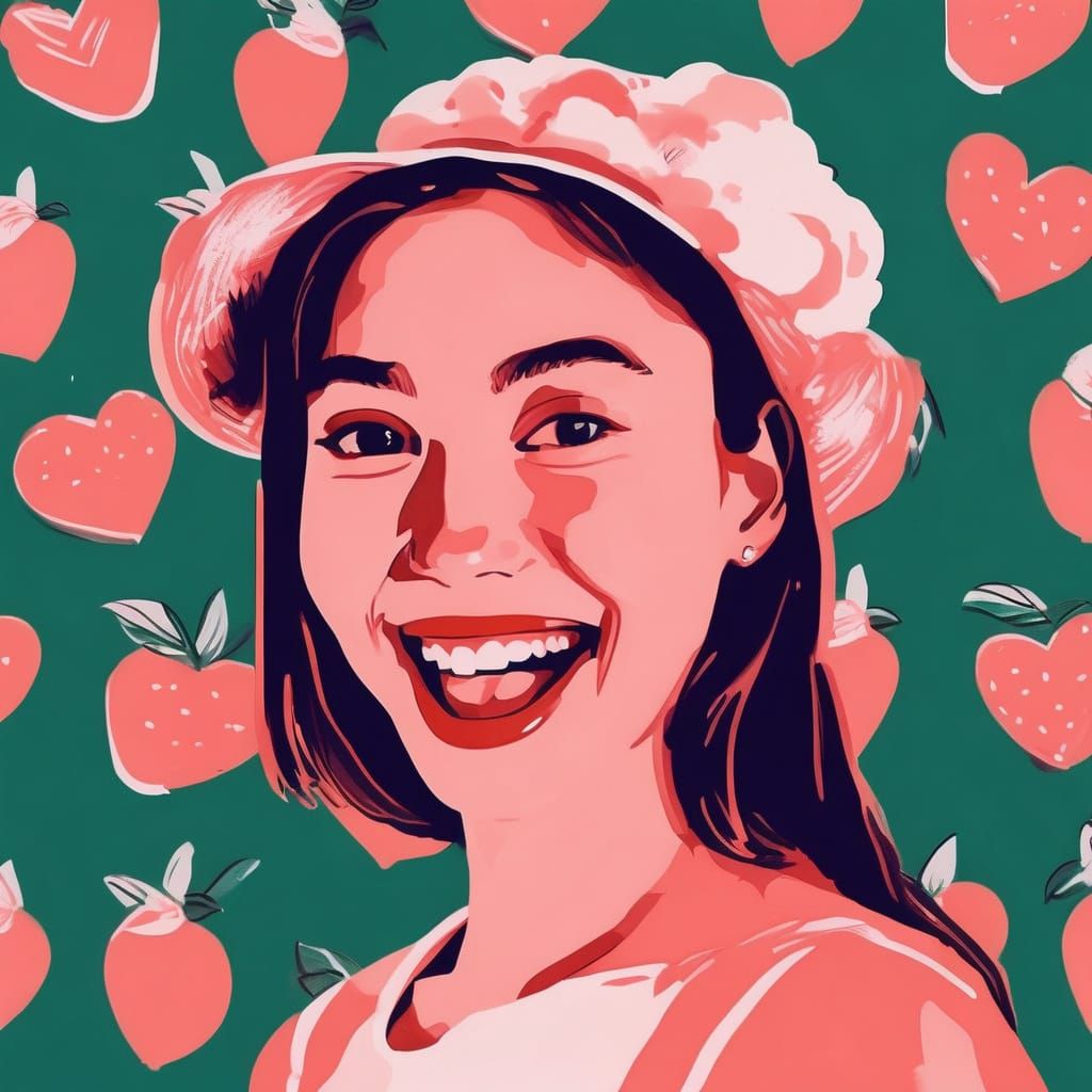 Peachy Smile with Ice Cream in Impressionist Style