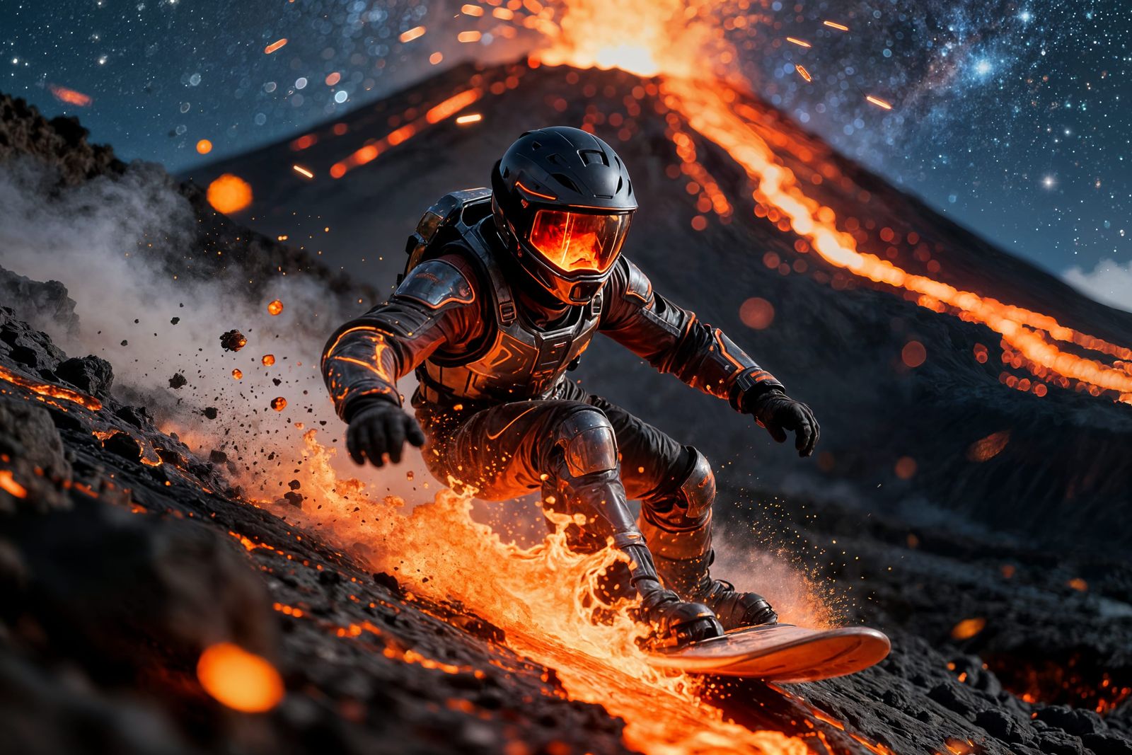 Extreme Lava Surfing on Mars in Hyper-Realistic Style