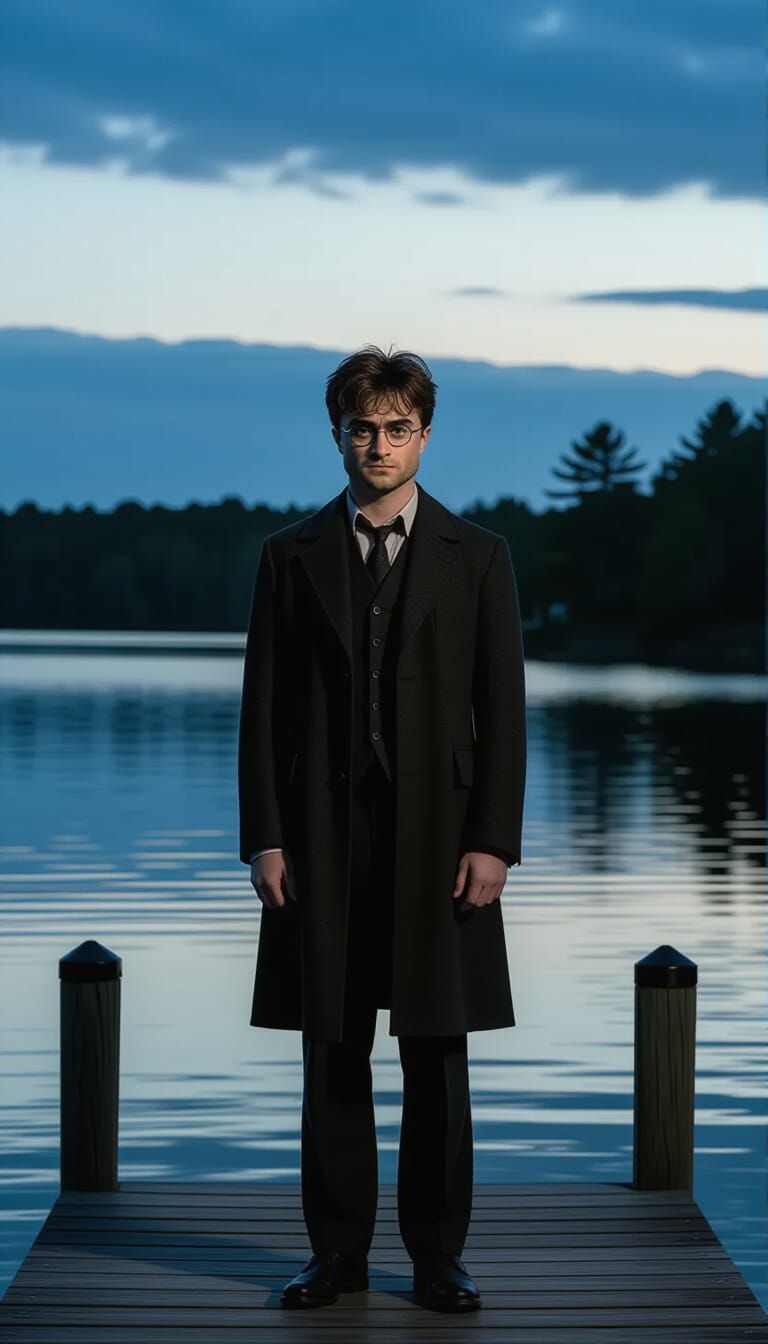 Cinematic Lake Reflection in Film Grain Style