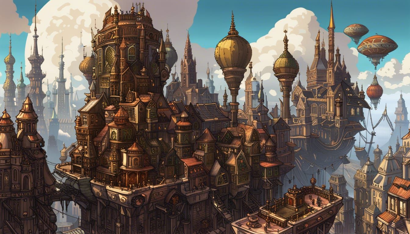 Arcane Punk Cityscape with Magitech Spires