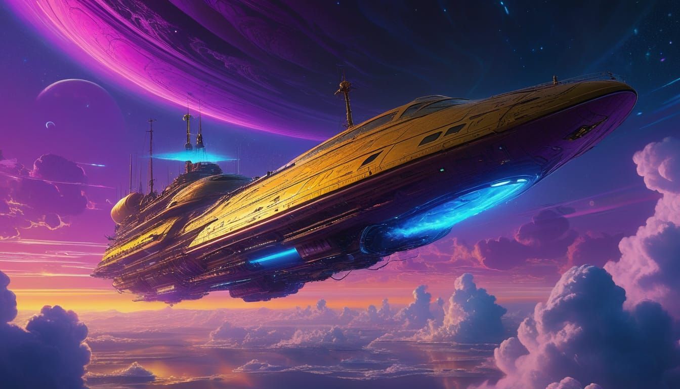 Cosmic Odyssey: A Lone Spaceship Breaks Through the Atmosphe...