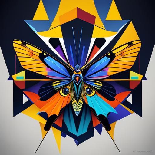 Cubist Butterflies in Geometric Fauvism Style