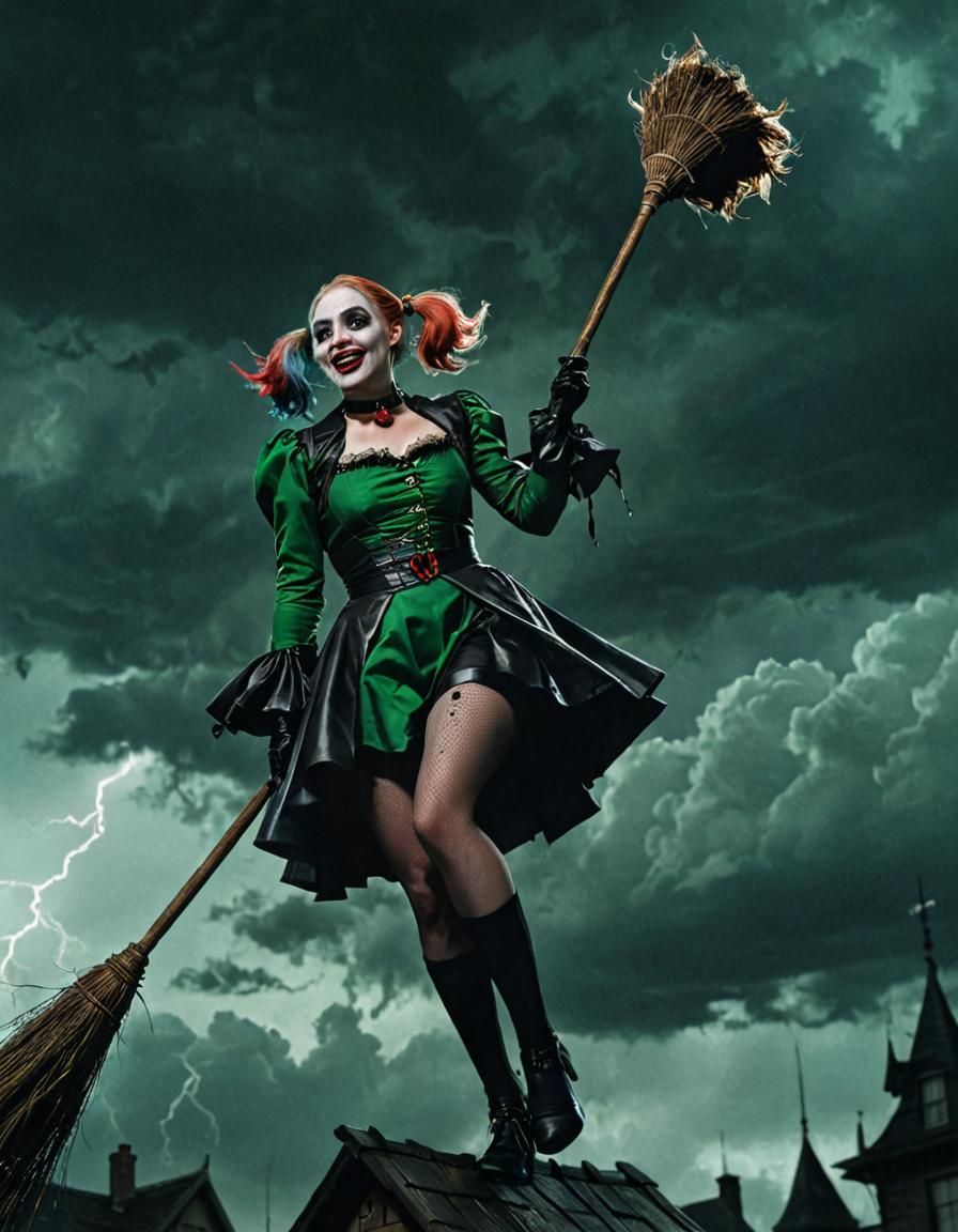 Wicked Witch as Harley Quinn in Comic Book Style