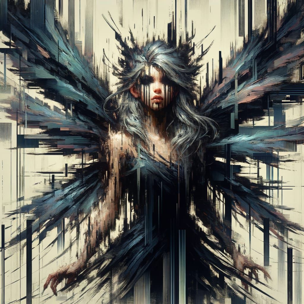 Gothic Glitch Fairy in Dark Fantasy Style