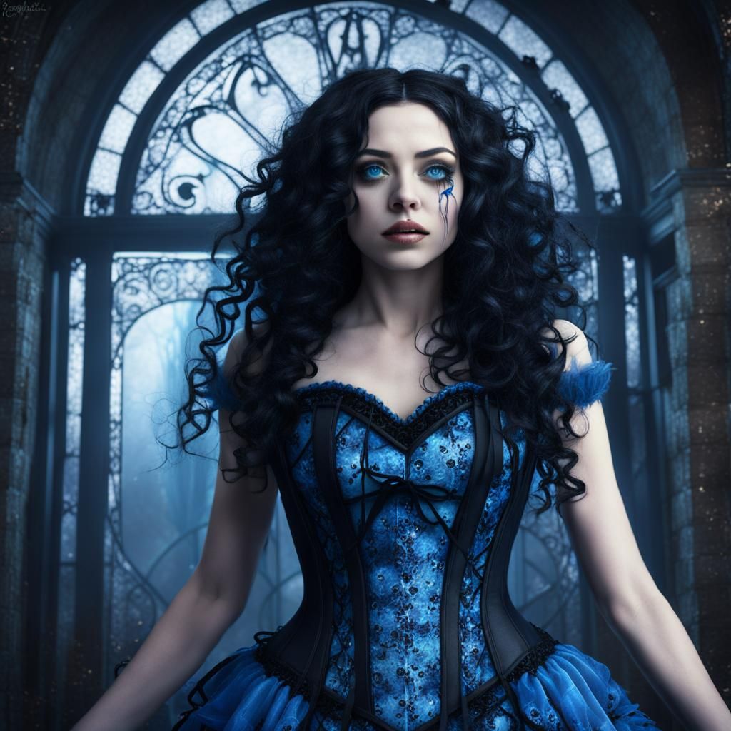 Twisted Fairytale Alice in Gothic Blue Dress